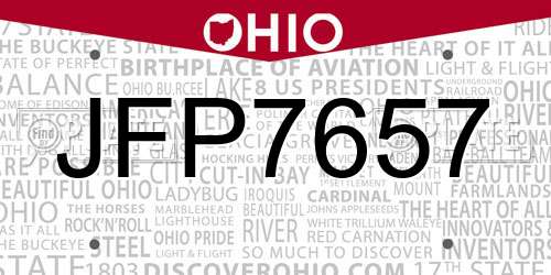 JFP7657 Ohio License Plate