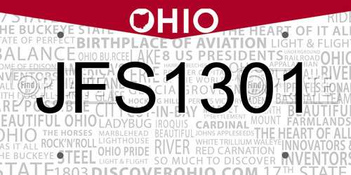 JFS1301 Ohio License Plate