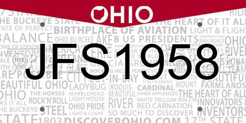 JFS1958 Ohio License Plate