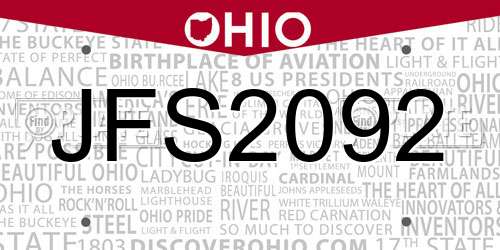 JFS2092 Ohio License Plate