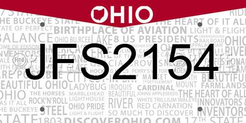JFS2154 Ohio License Plate