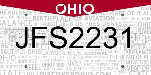 JFS2231 Ohio License Plate