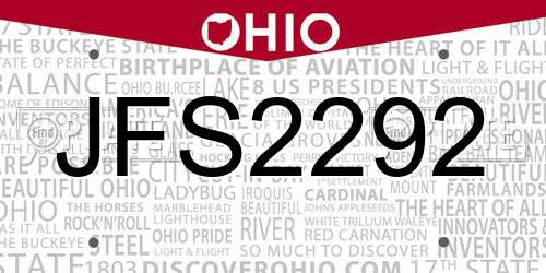 JFS2292 Ohio License Plate