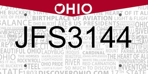 JFS3144 Ohio License Plate