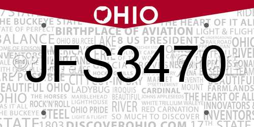 JFS3470 Ohio License Plate