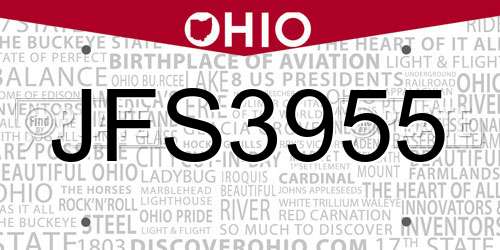 JFS3955 Ohio License Plate
