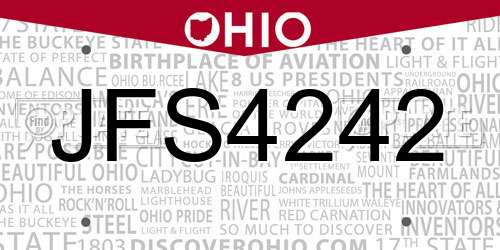 JFS4242 Ohio License Plate