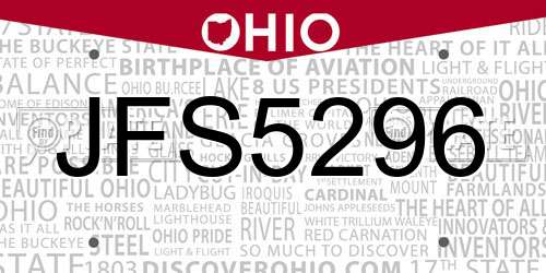 JFS5296 Ohio License Plate