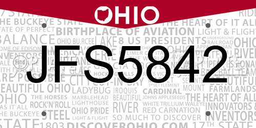JFS5842 Ohio License Plate