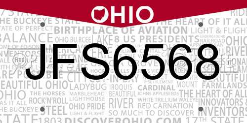 JFS6568 Ohio License Plate