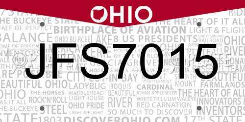 JFS7015 Ohio License Plate