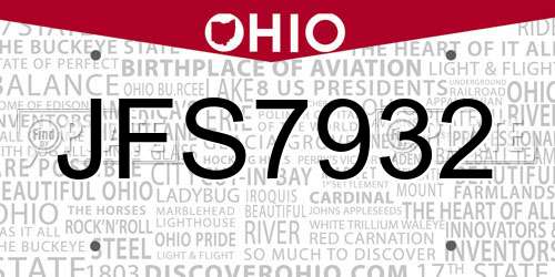 JFS7932 Ohio License Plate