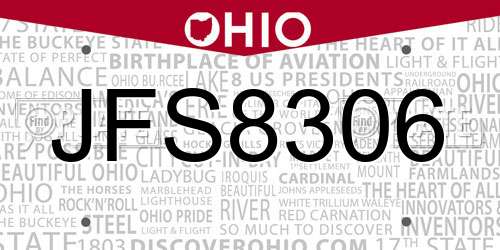 JFS8306 Ohio License Plate