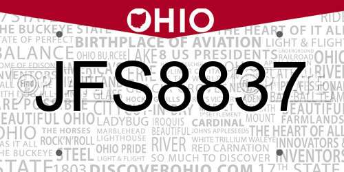 JFS8837 Ohio License Plate