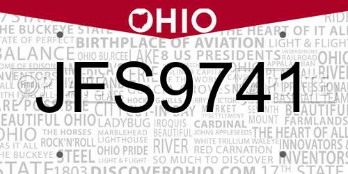 JFS9741 Ohio License Plate