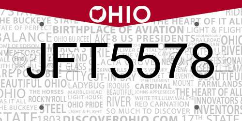 JFT5578 Ohio License Plate