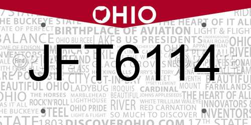 JFT6114 Ohio License Plate