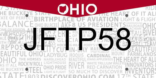 JFTP58 Ohio License Plate
