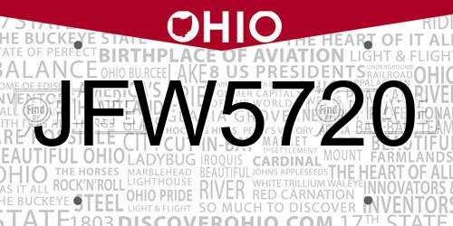JFW5720 Ohio License Plate