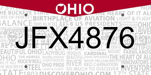 JFX4876 Ohio License Plate