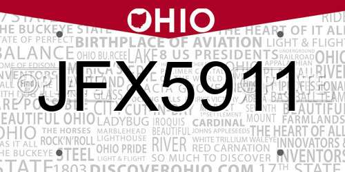JFX5911 Ohio License Plate