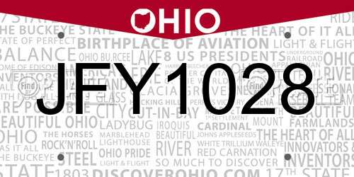 JFY1028 Ohio License Plate