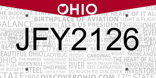 JFY2126 Ohio License Plate
