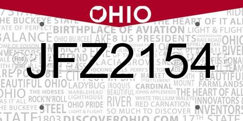 JFZ2154 Ohio License Plate