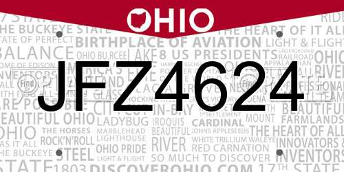 JFZ4624 Ohio License Plate