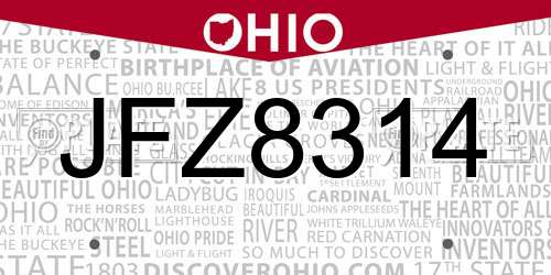 JFZ8314 Ohio License Plate