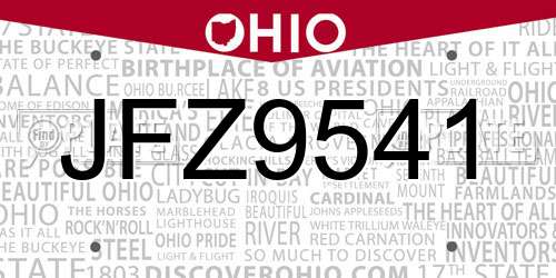 JFZ9541 Ohio License Plate