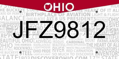 JFZ9812 Ohio License Plate