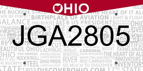 JGA2805 Ohio License Plate