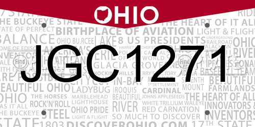 JGC1271 Ohio License Plate