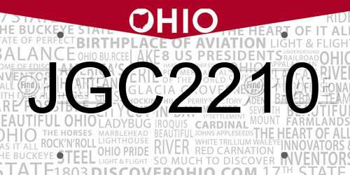 JGC2210 Ohio License Plate