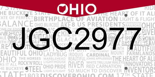 JGC2977 Ohio License Plate