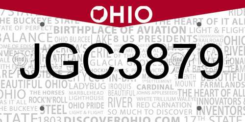 JGC3879 Ohio License Plate