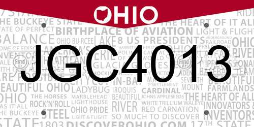 JGC4013 Ohio License Plate