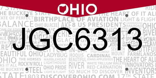 JGC6313 Ohio License Plate