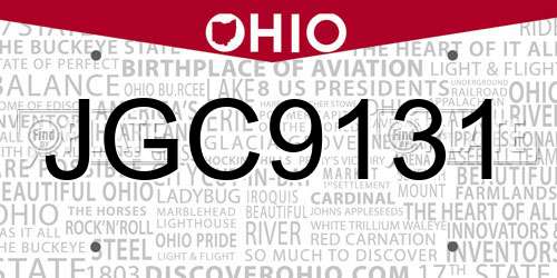 JGC9131 Ohio License Plate