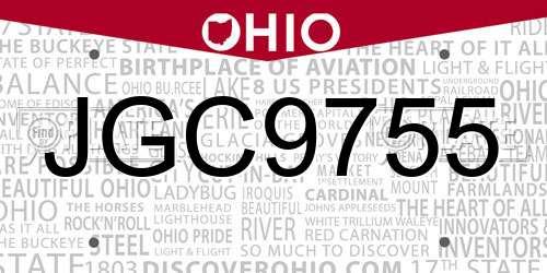JGC9755 Ohio License Plate