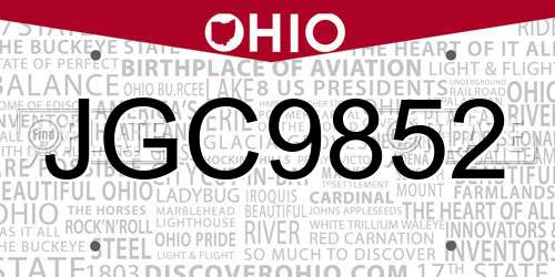 JGC9852 Ohio License Plate