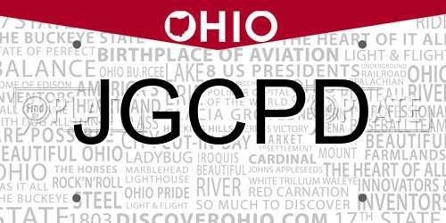 JGCPD Ohio License Plate