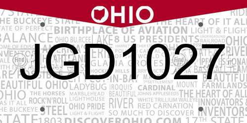 JGD1027 Ohio License Plate