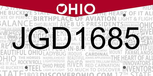 JGD1685 Ohio License Plate