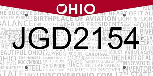 JGD2154 Ohio License Plate