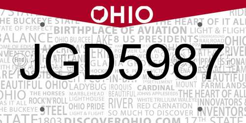 JGD5987 Ohio License Plate