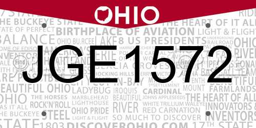 JGE1572 Ohio License Plate