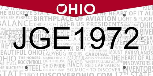 JGE1972 Ohio License Plate