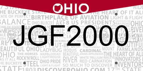 JGF2000 Ohio License Plate